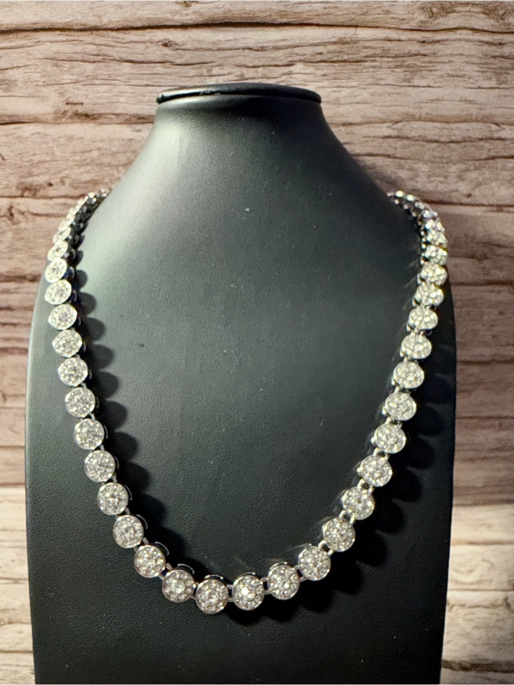 Silver Bling Rhinestone Crystal Tennis Necklace Sparkling Clear Accents Unisex